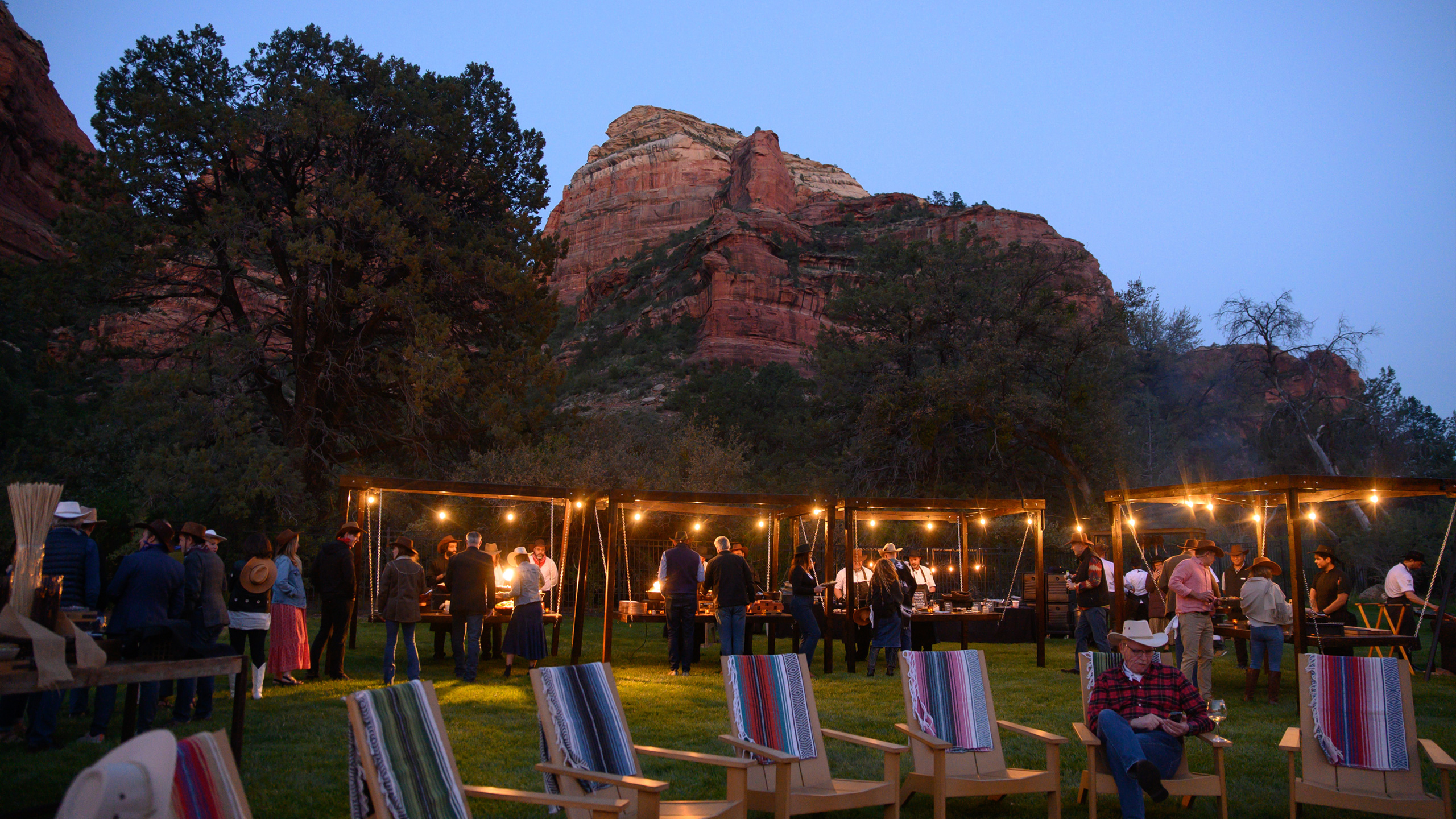 western BBQ party - seating at night