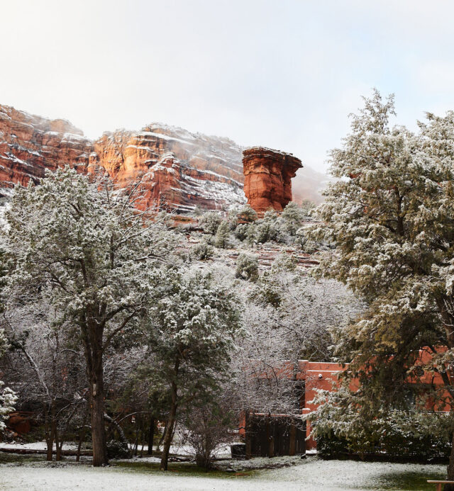 snow in the red rocks of Sedona