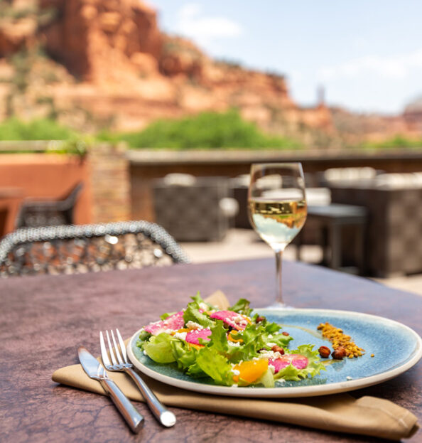 Dining at Che Ah Chi Salad with a view