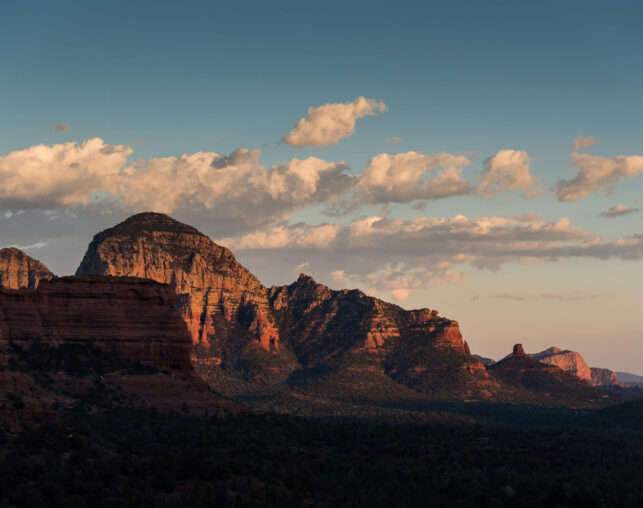 sunset on the red rocks